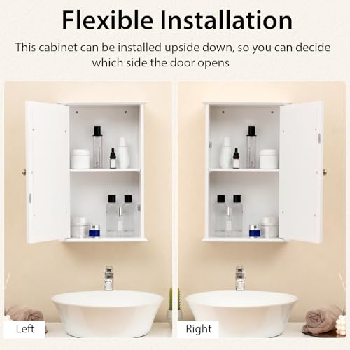 Tangkula AM0720HM Bathroom Medicine Cabinet With Mirror, Wall Mounted Single Mirror Door Storage Cabinet W/Adjustable Shelf thumb #5