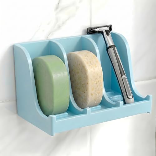 Image of Soap Holder for Shower Wall, 3-Compartment Soap Dish for Shampoo, Conditioner and Body Soap, Fast Draining & Rust-Proof & Heavy Duty, Ultra-Strong Adhesive for Long-Term Bathroom Use & Freestanding