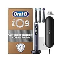 Oral-B Spazzolino Elettrico Ricaricabile iO 9 Nero, 1 Spazzolino Elettrico Oral B, 3 Testine Di...