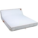 Big Joe Lux Chaise Premium Double Inflatable Pool Float, Black and White Cape Stripe, Premier Mesh, Durable UV Protected Polyester Blend