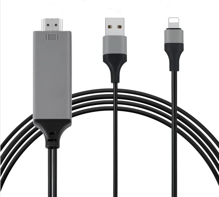 [Apple MFi Certified] Lightning to HDMI Cable Adapter, HDMI Cable Compatible for iPhone iPad , 6.6ft