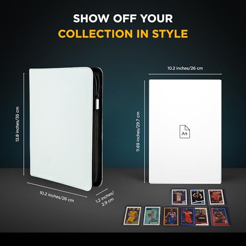 Image of Card Guardian - 9 Pocket Premium Binder with Zipper for 360 cards - side loading pockets for Trading Card Games TCG (White)