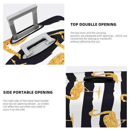 Gold Flamingo Print Luggage Cover For Suitcase,Washable Elastic Travel Suitcase Protector With Zipper Closure And Bottom Buckle – Fits 18-32" Luggage-Small3