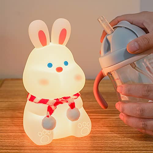 Lámpara de mesa de noche con luz LED en forma de conejo