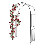Relaxdays Rosenbogen Metall, Torbogen Garten, HBT: 218 x 120 x 44,5 cm, Stabiler Rankbogen für Kletterpflanzen, schwarz