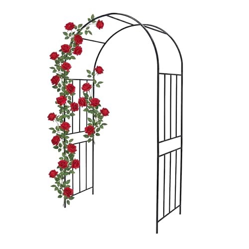 Relaxdays Rosenbogen Metall, Torbogen Garten, HBT: 218 x 120 x 44,5 cm, Stabiler Rankbogen für Kletterpflanzen, schwarz