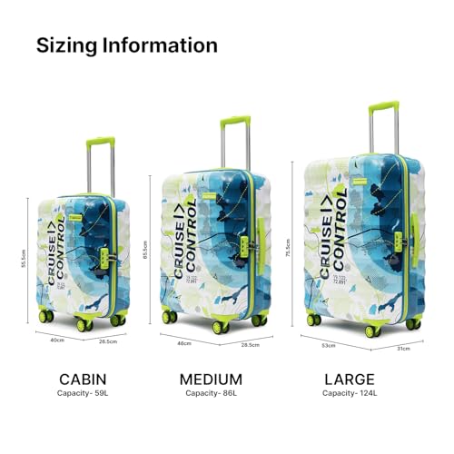 Image of uppercase Geo (Large) 76Cms, Hardsided Trolley Bag for Travel Printed Eco Polycarbonate Luggage, Combination Lock 8 Wheel Spinner Suitcase for Unisex, 2000 Days Warranty Blue