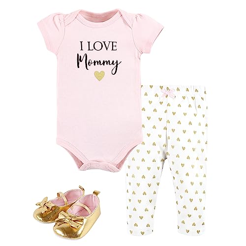 Image of Hudson Baby Unisex Baby Cotton Bodysuit, Pant and Shoe Set