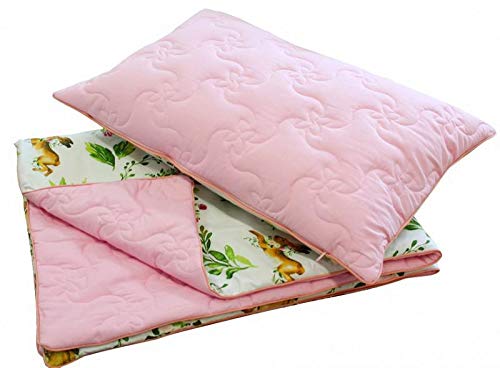 ECO zestaw pościeli dla niemowląt z naturalnej bawełny łóżko do łóżeczka dziecięcego kołdra + poduszka (kołdra 100 x 140 cm + poduszka 40 x 60 cm, różowa)