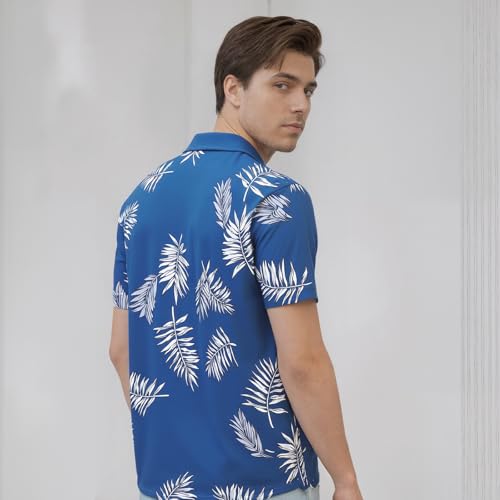Image of Men's Hawaiian Shirt Tops Vintage Short Sleeve Button Down Beach Shirt Male Tropical Floral Summer Pullover Party Holiday
