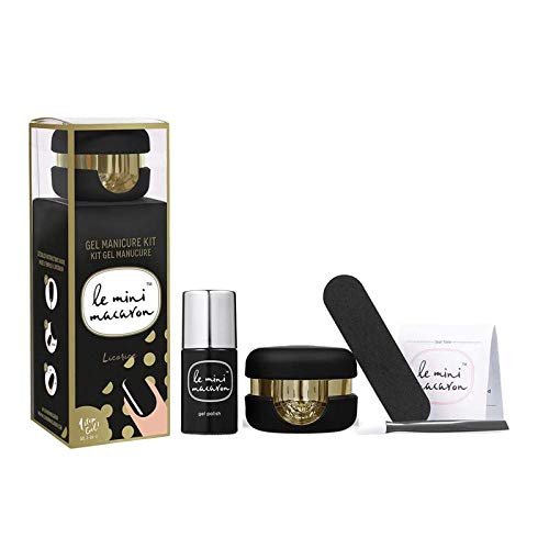 Le Mini Macaron • Kit Manucure et Pédicure Semi Permanent • Vernis à Ongles et Lampe LED • Séchage UV Rapide • Nail Gel Polish Réglisse Couleur Noir