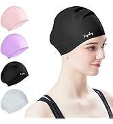 Tripsky Silicone Swim Cap for Long Hair | Swimming Cap for Women Men Teenager | Curved Bathing Ca...