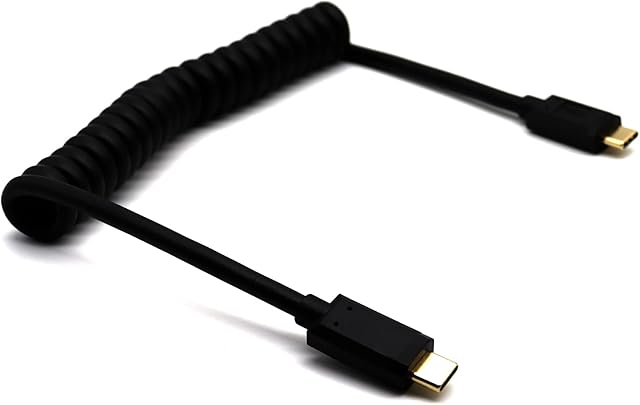 USB C Spring Fast Data Charging Cable, Disscool USB 3.1 Male to USB 3.1 Male Coiled Cord Type C Extension Cables, Compatible With Samsung Galaxy Note 20/10/Plus/Plus/S10, LG V30, V20, G6(1.2m)