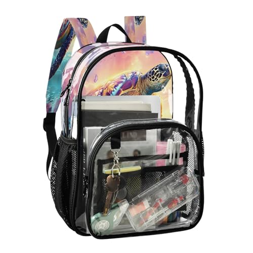 Clear Backpack for School Sea Turtle Butterflies Roses Transparent Bookbag for Girls See Through PVC Boy Backpacks2