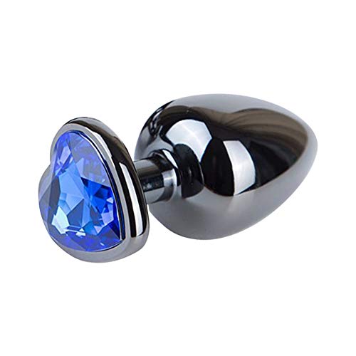 Anal Plug Romi Blue Jewelry Heart Shaped Butt Plug Anal Trainer Sex Toys Personal Massager for Unisex Masturbation (Large Plug)