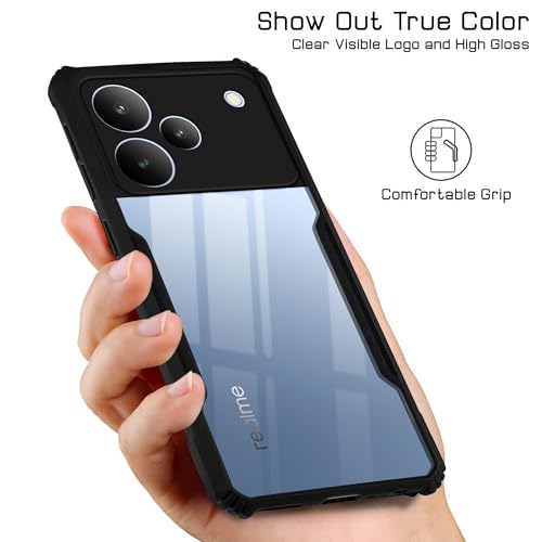 Image of Jkobi Hybrid Back Cover Case for Realme P4 (Shockproof with Polycarbonate Clear Panel | Professional Black)