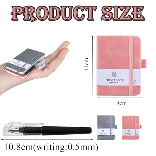 Lxtness 2 stück Notizbuch Klein Mit Stift, Hardcover A7 Notizblock Klein mit 200 Seiten, Mini Notizbuch mit Elastischem Verschlussband und Stifthalter mit Stift für Männer Frauen