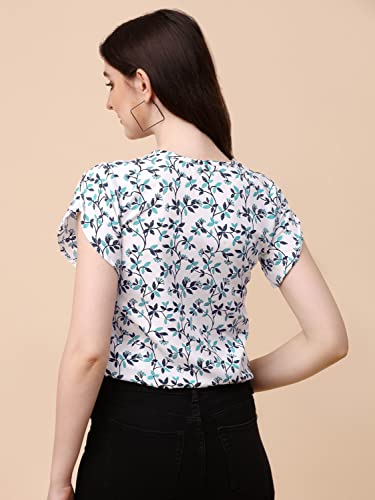 Image of Wedani Women's Casual Short Sleeves Round Neck Foral Regular Fit Top