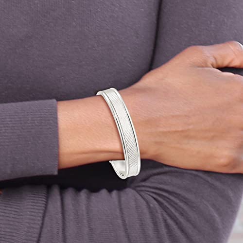 11.5Mm 925 Sterling Silver Polished Silver Plated Textured Cuff Breligious Guardian Angel Bracelet Jewelry Gifts For Women #TOP3