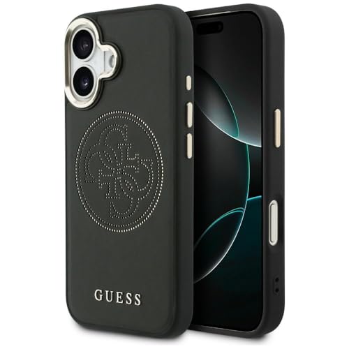CG MOBILE Guess Coque perforée 4G compatible avec MagSafe pour iPhone 17 (noir)
