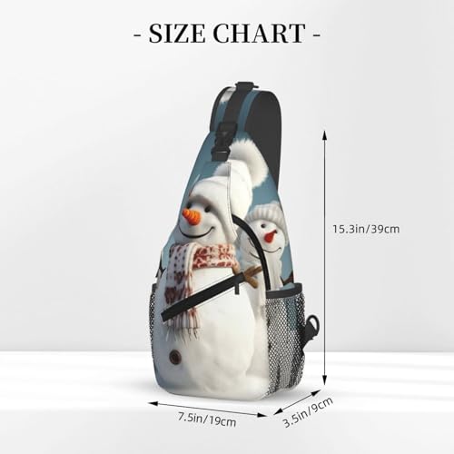 Happy Snowman Mochila Pecho Cruzada Negra miniatura 3