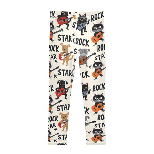 Funny Rock Star Cat Girls Leggings Soft Stretch Workout Yoga Dance Pants for Kids Casual Tights2