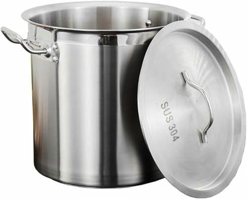 Olla de Acero Inoxidable 201, Olla Espesa para Sopa Comercial/doméstica con Tapa para Cocina de Gas/Cocina de inducción(35cm)