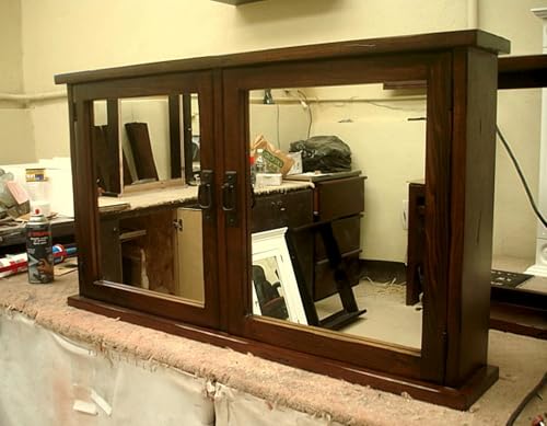 Primitive Mission Medicine Cabinet, 2 Doors, Solid Wood, Handmade, Medium Dark Finish