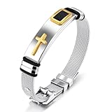 Stylish Men's Adjustable Bracelet Cross Stainless Steel Mesh Chain Wrist Band Bracelet