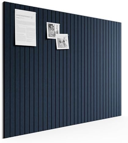 Bumusty Große Filz Pinnwand 120 x 90 cm, 12er-Pack, Karbonblau | Pinnwand Modern Korktafel-Alternative mit 60 Klebepads, Visionboard, Fotowand & Memoboard für Büro, Kinderzimmer &