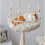 GERRIT Cat Bed Macrame Hammocks Handwoven Boho Wall Bed Kitten Swing Dog House Indoor Outdoor Teepe Home Decor (Large,Type A)
