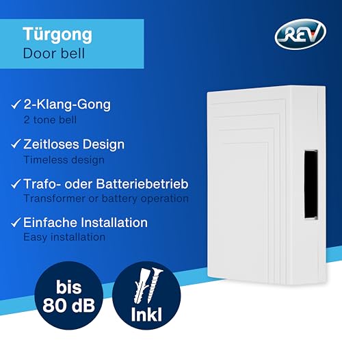 REV Türklingel - Türgong elektr. Doppelklang Gong, 6V DC, 8V AC 1A, bis 80dB, 8 V