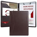 STYLIO Padfolio Folder with Removable Clipboard | Walnut (Brown) Color| Portfolio Organizer | Binder with Storage for Notebook, Notepad | Nursing Clipboard Folio | Vegan Leather