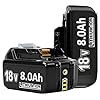 2X 18V 8.0Ah/8000mAh Ersatzakku für makita BL1860B BL1850B BL1860 BL1840 BL1830 BL1860B BL1815 BL1835 BL1860B BL1850B BL1845 BL1850 BL1890 BL1415 BL1430 BL1440 194205-3 LXT-400 with LED Werkzeugakku