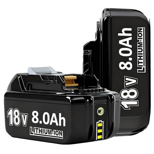 2X 18V 8.0Ah/8000mAh Ersatzakku für makita BL1860B BL1850B BL1860 BL1840 BL1830 BL1860B BL1815 BL1835 BL1860B BL1850B BL1845 BL1850 BL1890 BL1415 BL1430 BL1440 194205-3 LXT-400 with LED Werkzeugakku