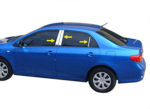 MaxMate Made in USA! Compatible with 2009-2013 Toyota Corolla 6 PC Stainless Steel Chrome Pillar Post Trim