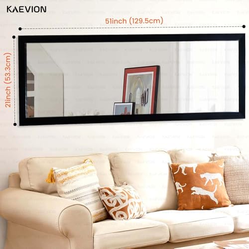 Image of 4.25Ft Full Length Rectangular Solid PVC Framed Wall Hanging Mirror | Black Wall Mirror for Living Room Bedroom Vanity | Dressing Long Mirror for Wall
