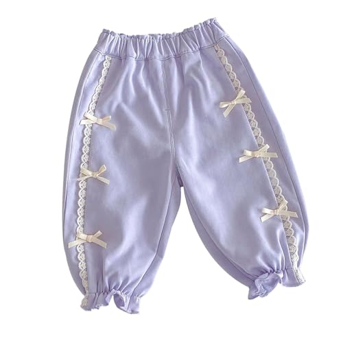 Toddler Baby Girls Cute Lace Pants Ruffle Elasticity Trouser Legs Casual Trousers Girls Bow Elegant Jogging Pants