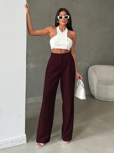 Image of Toochki Trousers for Woman Pants Women's Formal Office Korean | Black Track Pant | Straight | Cotton Spandex Stretchable Trouser | High-Waisted Bottom Wear
