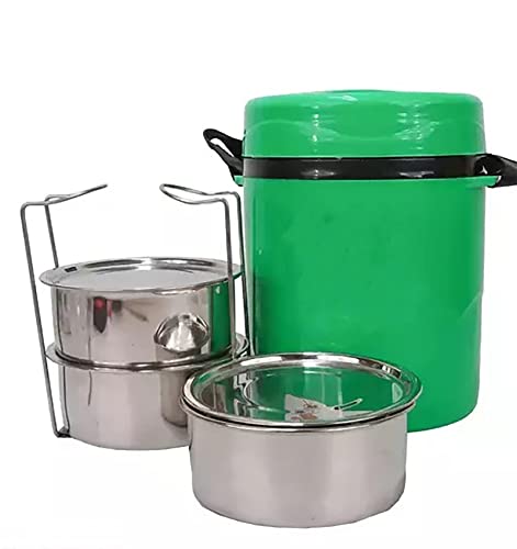 Image of ATEVON Collection - Stainless Steel Insulated 3-Tier Lunch Box - Durable, Leakproof, Keeps Food Warm - Ideal for Work, School, Picnics