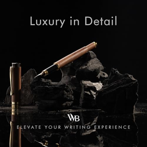Image of Wordsworth & Black Fountain Pen Set, Luxury Bamboo Wood - Medium Nib, Gift Case; Includes 6 Ink Cartridges, Ink Refill Converter -Journaling, Calligraphy; Drawing, Smooth Writing [Brown Wood]
