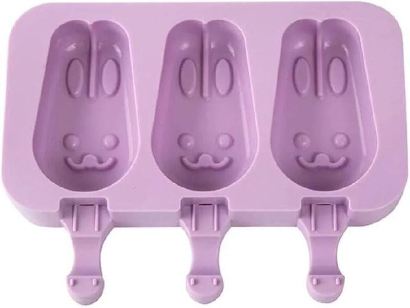 Image of Silicone Popsicle Molds Ice Cream Kulfi Molds 3 Cavities with Lids 50 Pack Sticks for Kids ICE Cube Maker Easy Release