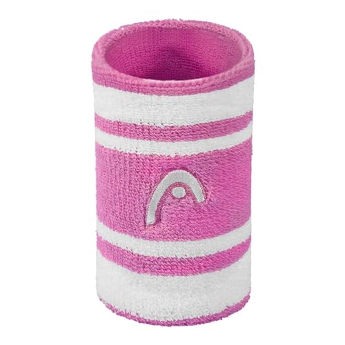 Image of HEAD Striper Wristband | Color: Pink /White | Size: 5 inch | Material: Cotton | for Men & Women | Moisture-Wicking Properties | Dry and Comfortable | Secure and Snug fit | Flexible
