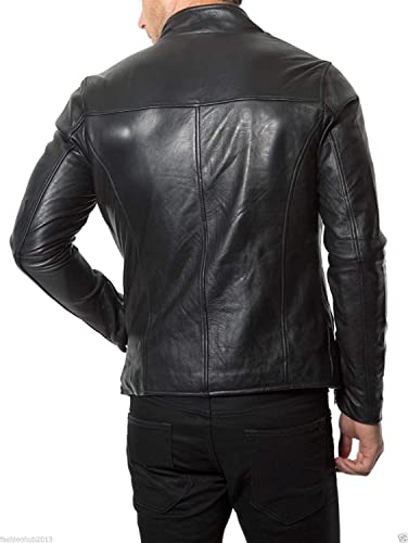 Image of Genuine Lambskin Leather Motorcycle Biker Leather Jacket Men CL-01