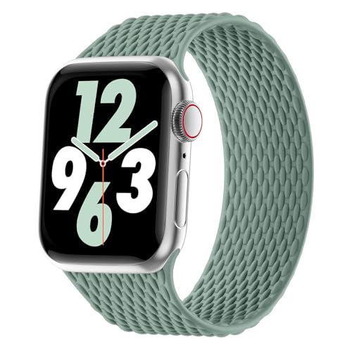 Silicone Braided Solo Loop Compatible with Apple Watch Band 38mm 40mm 41mm 42mm 44mm 45mm 46mm 49mm Stretchy Elastic Sport Strap Compatible for iWatch Series 10/9/8/7/6/5/4/3/2/1/SE/Ultra/Ultra 2