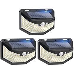 Lámpara Foco Led Con Sensor De Movimiento OKOUSE Focos LED Exterior Solares con Sensor de Movimiento IP67 Impermeable Luz Solar Exterior Jardin, Lampara Solar Exterior con Múltiples Superficies Iluminadas Para Exteriores Jardin, Garaje