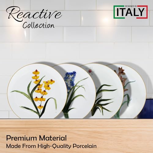 Gusto-Buono-75-Floral-Porcelain-Salad-Plates-Set-of-4–Assorted-Flower-Designs-with-Gold-Border-Durable-Handwashable-Dessert-Plates-for-Indoor-Outdoor-Dining-Parties-Gifts Gusto Buono 75 Floral Porcelain Salad Plates Set of 4–Assorted Flower Designs with Gold Border Durable Handwashable Dessert Plates for Indoor Outdoor Dining Parties Gifts