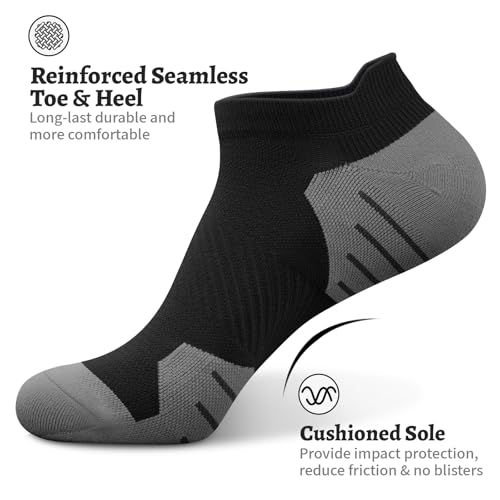 Image of 6 Pairs Compression Socks for Women Ankle Running Socks With Arch Support | Athletic Womens Socks with Heel Tab, Lightweight Cushioned & Breathable for Walking, Running, Workout, Travel, Everyday Wear