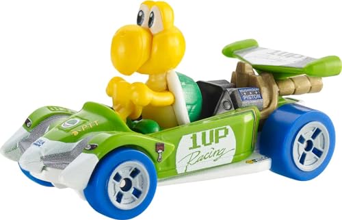 Hot Wheels Mario Kart Characters and Karts as 1:64 Die-Cast Cars, Koopa Troopa/Circuit Special Vehicle
