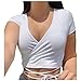 Yowablo Jolis T-Shirts Crop Slim Tops pour Femmes rouchés Chemisier pour Femmes Liquidation De Hauts Décontractés pour Femmes